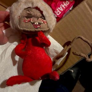 Vintage Christmas Mouse Annalee 1957 Dolls USA Collectible Felt hand made